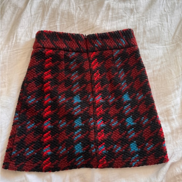 Topshop Skirt Size 4 Wool Mix Short A Line Skirt Dogtooth - Picture 3 of 7